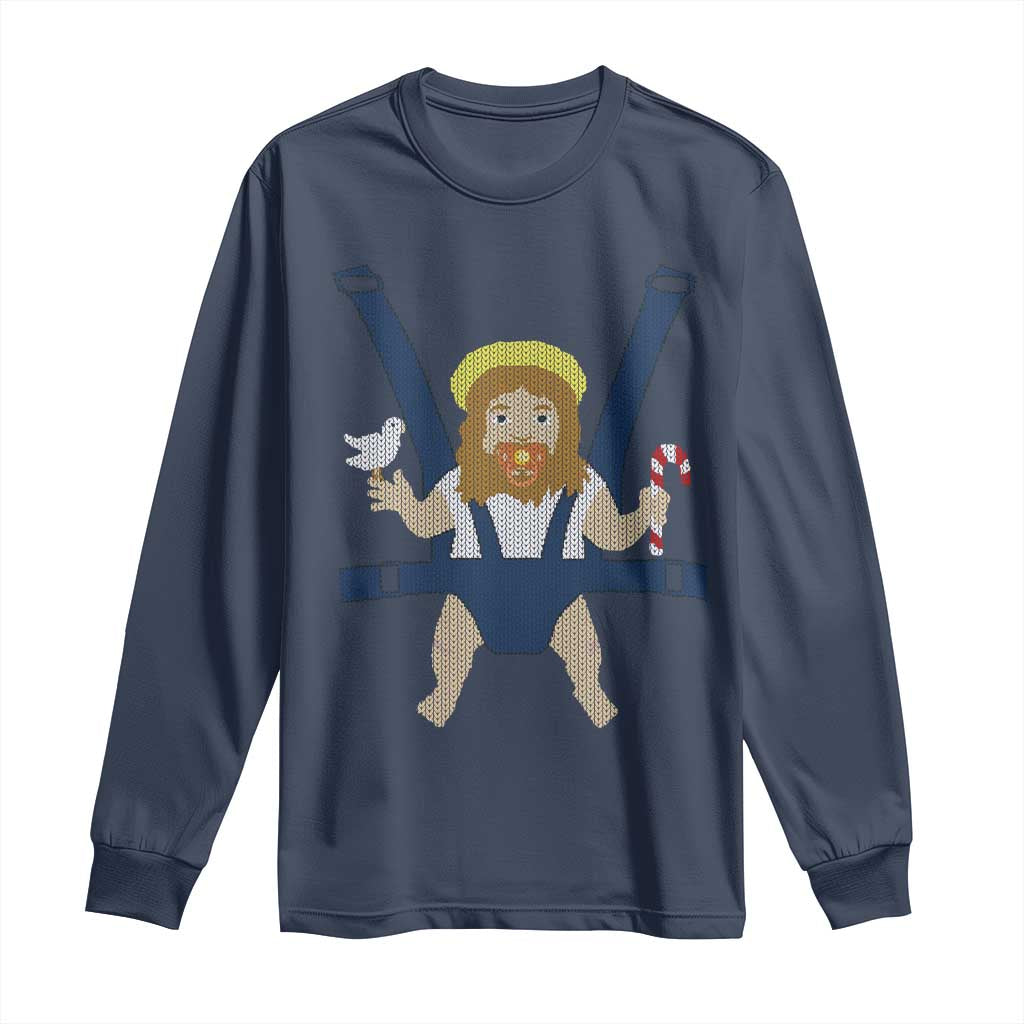 Funny Christmas Baby Jesus Long Sleeve Shirt Xmas Christian Little Boy - Wonder Print Shop