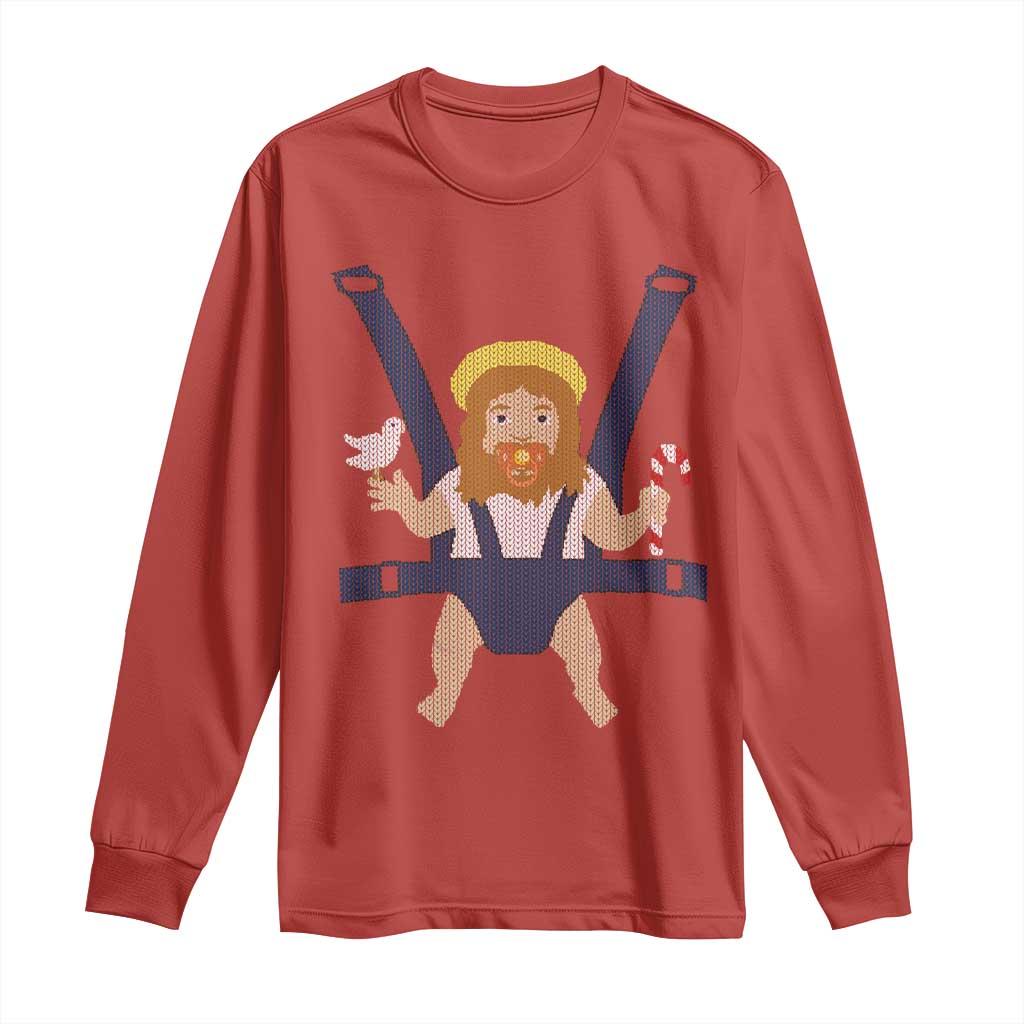 Funny Christmas Baby Jesus Long Sleeve Shirt Xmas Christian Little Boy - Wonder Print Shop