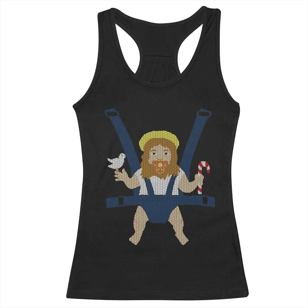 Funny Christmas Baby Jesus Racerback Tank Top Xmas Christian Little Boy - Wonder Print Shop