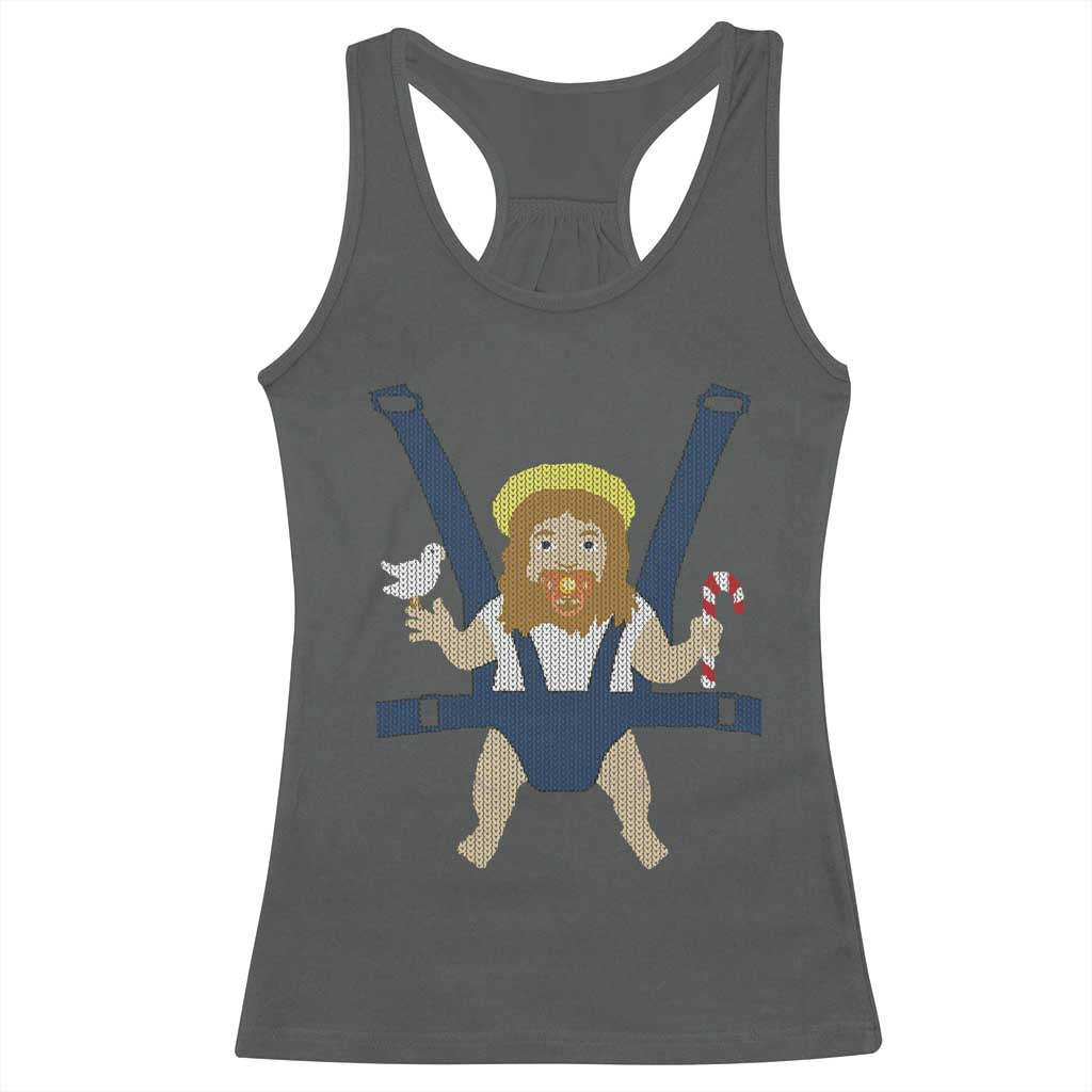 Funny Christmas Baby Jesus Racerback Tank Top Xmas Christian Little Boy - Wonder Print Shop