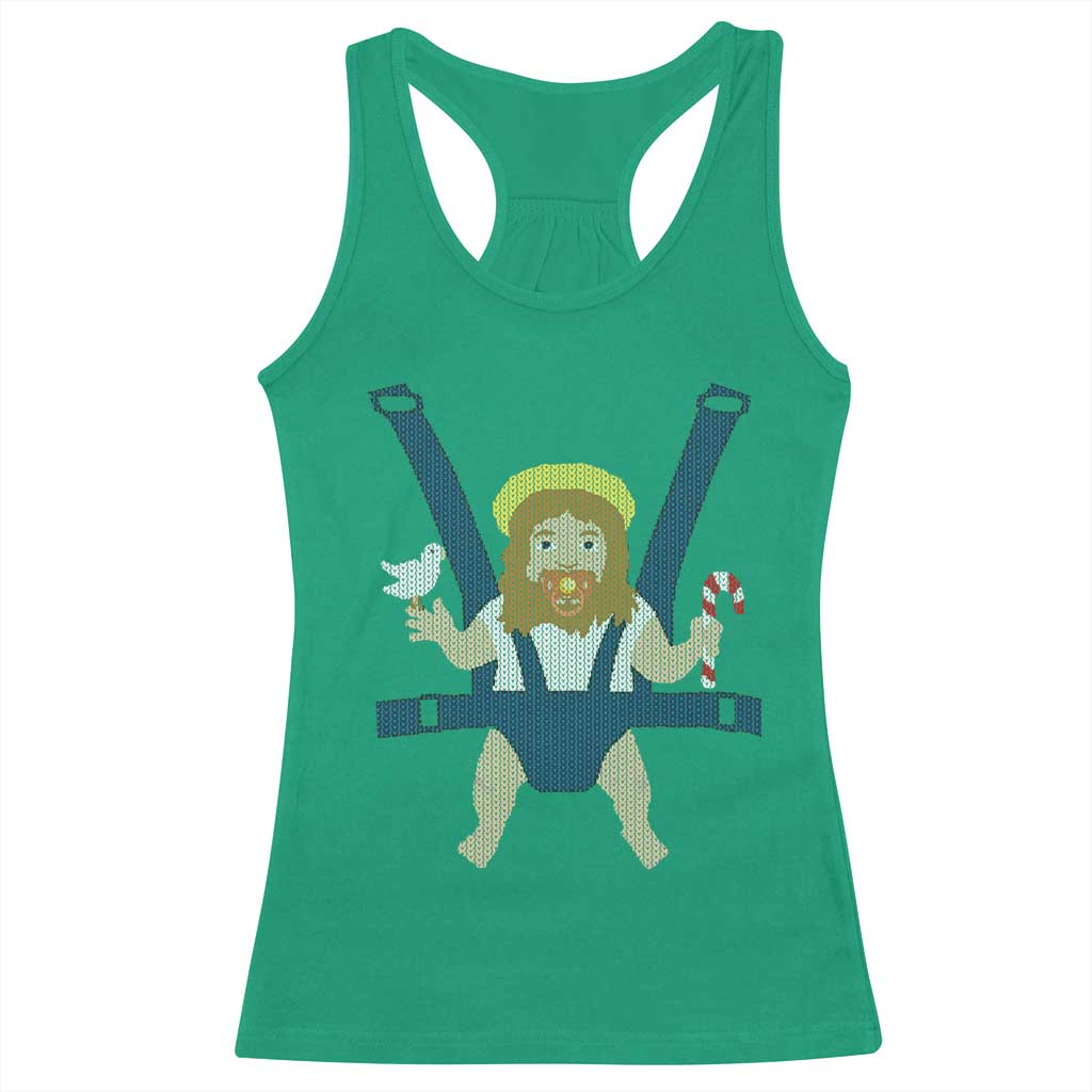 Funny Christmas Baby Jesus Racerback Tank Top Xmas Christian Little Boy - Wonder Print Shop