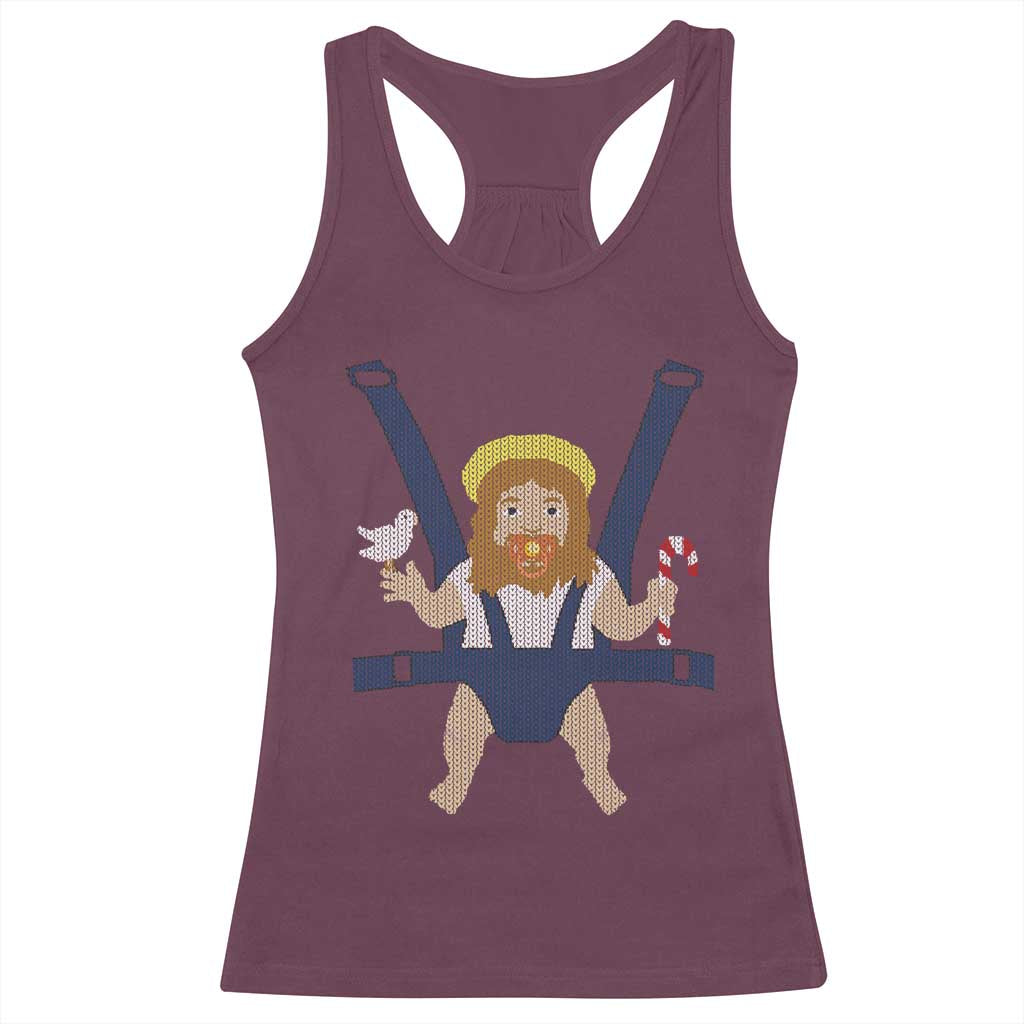 Funny Christmas Baby Jesus Racerback Tank Top Xmas Christian Little Boy - Wonder Print Shop