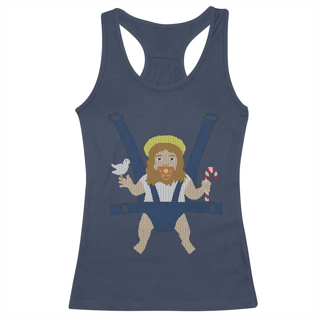 Funny Christmas Baby Jesus Racerback Tank Top Xmas Christian Little Boy - Wonder Print Shop