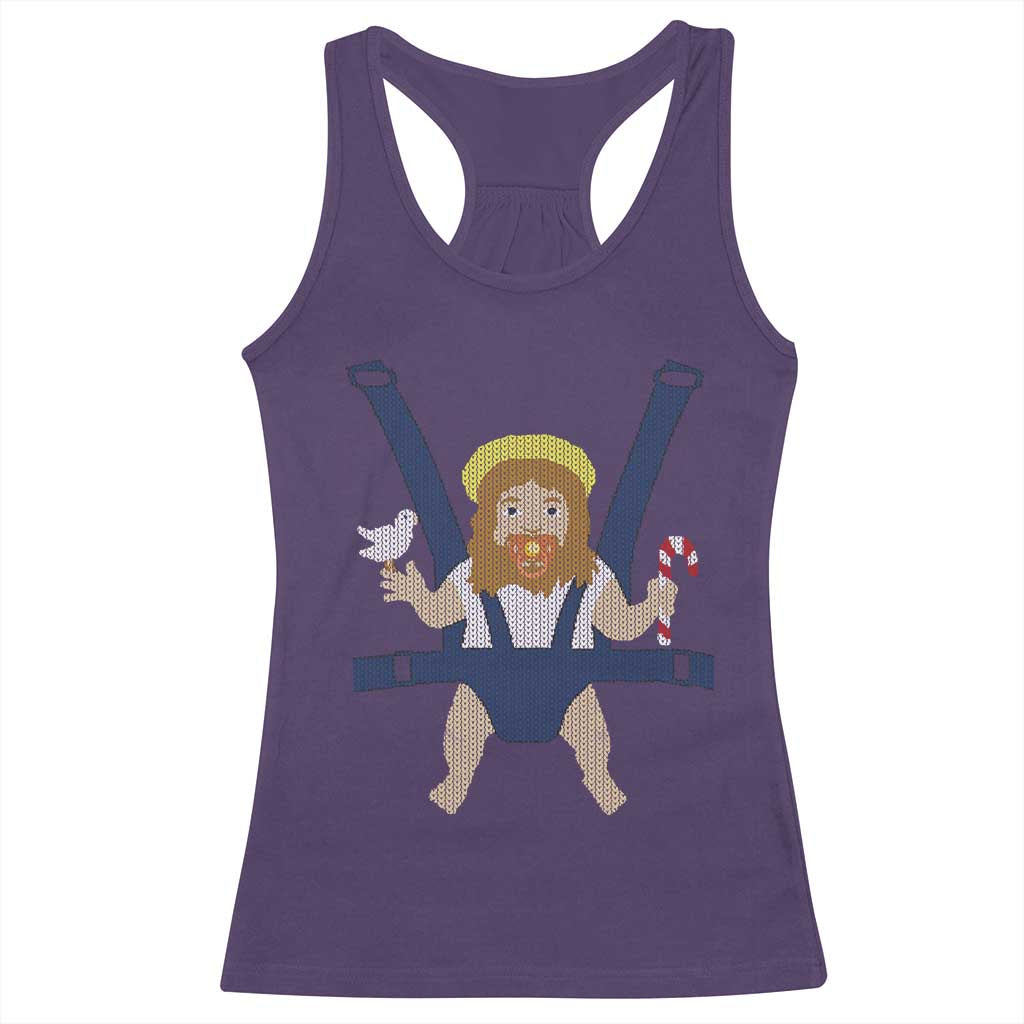 Funny Christmas Baby Jesus Racerback Tank Top Xmas Christian Little Boy - Wonder Print Shop