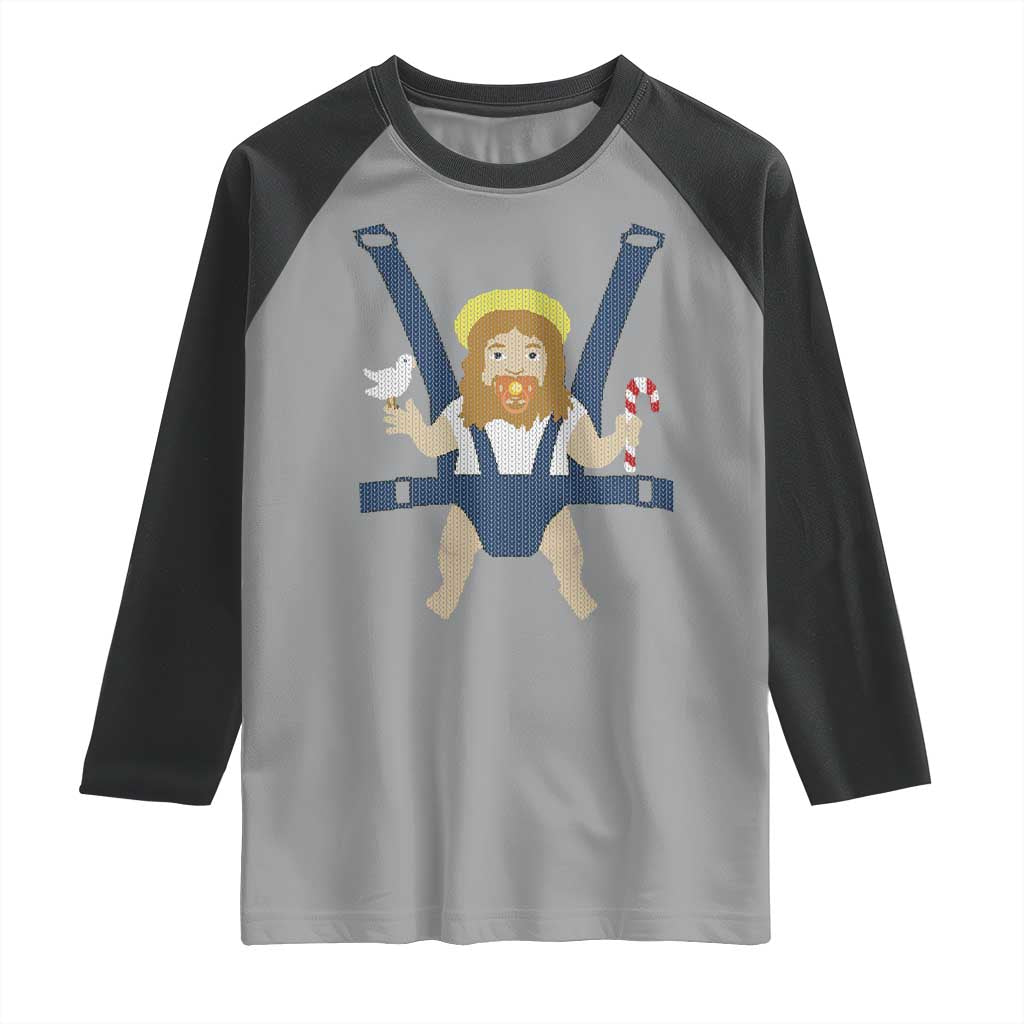 Funny Christmas Baby Jesus Raglan Shirt Xmas Christian Little Boy - Wonder Print Shop