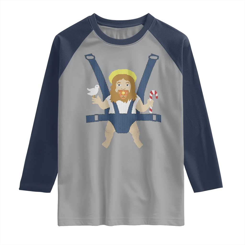 Funny Christmas Baby Jesus Raglan Shirt Xmas Christian Little Boy - Wonder Print Shop