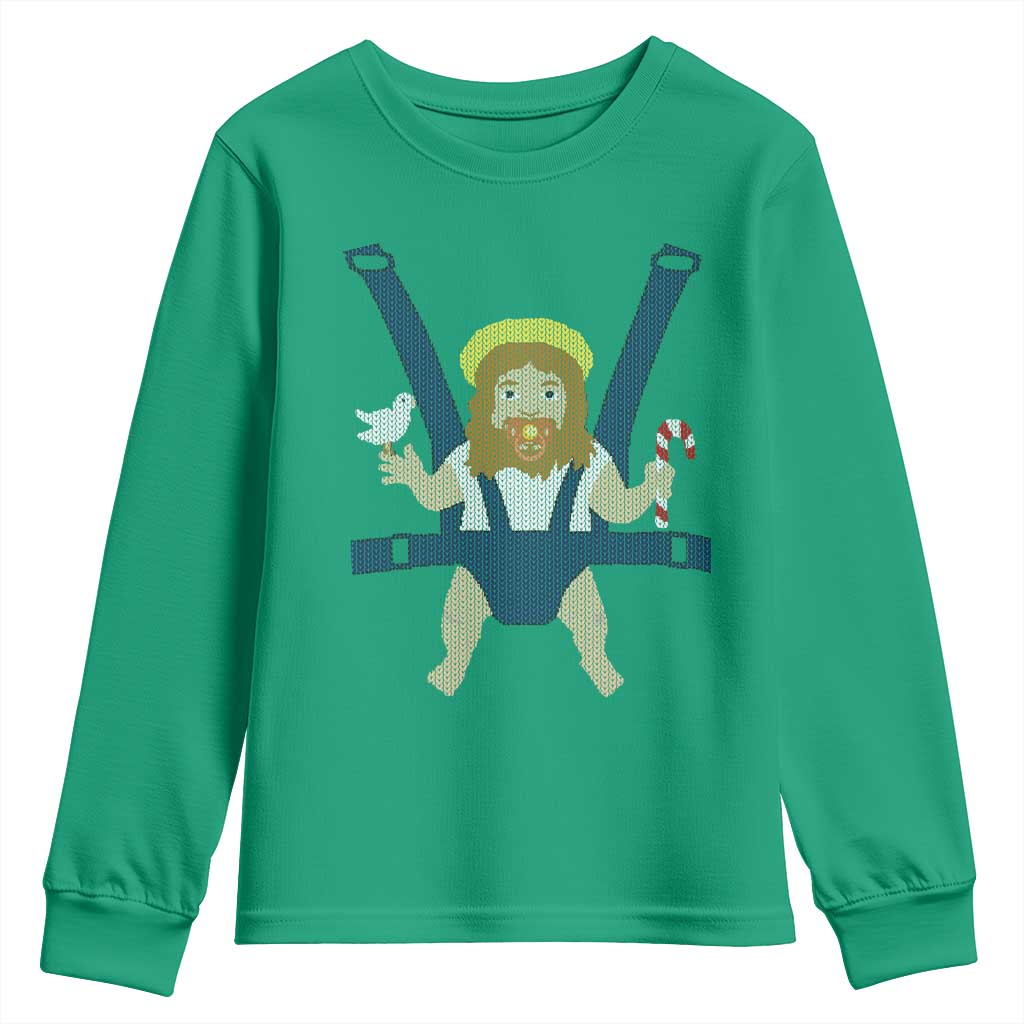 Funny Christmas Baby Jesus Youth Sweatshirt Xmas Christian Little Boy - Wonder Print Shop