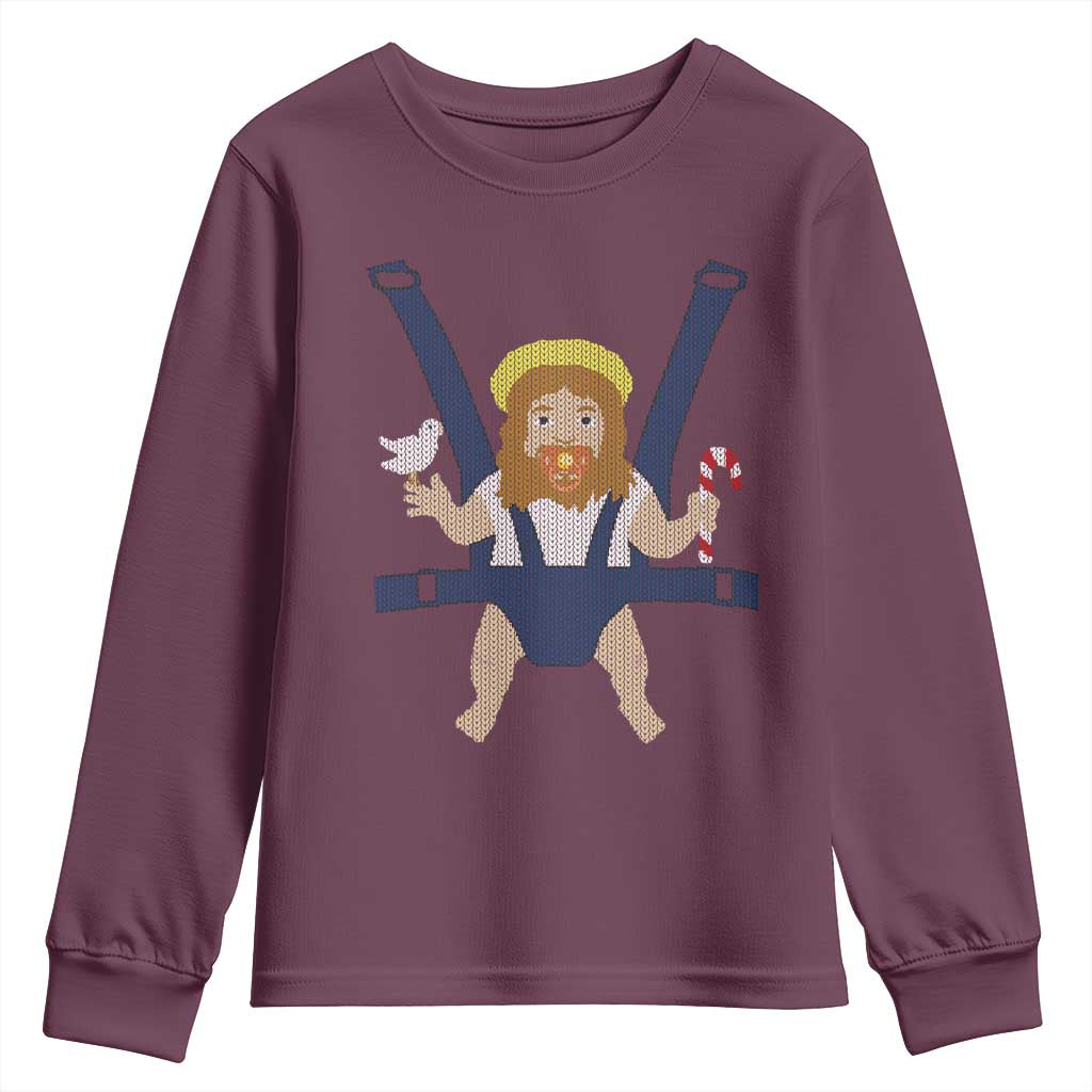 Funny Christmas Baby Jesus Youth Sweatshirt Xmas Christian Little Boy - Wonder Print Shop
