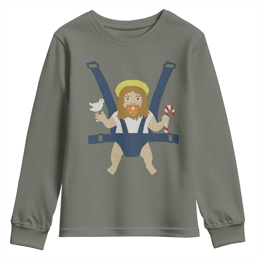Funny Christmas Baby Jesus Youth Sweatshirt Xmas Christian Little Boy - Wonder Print Shop