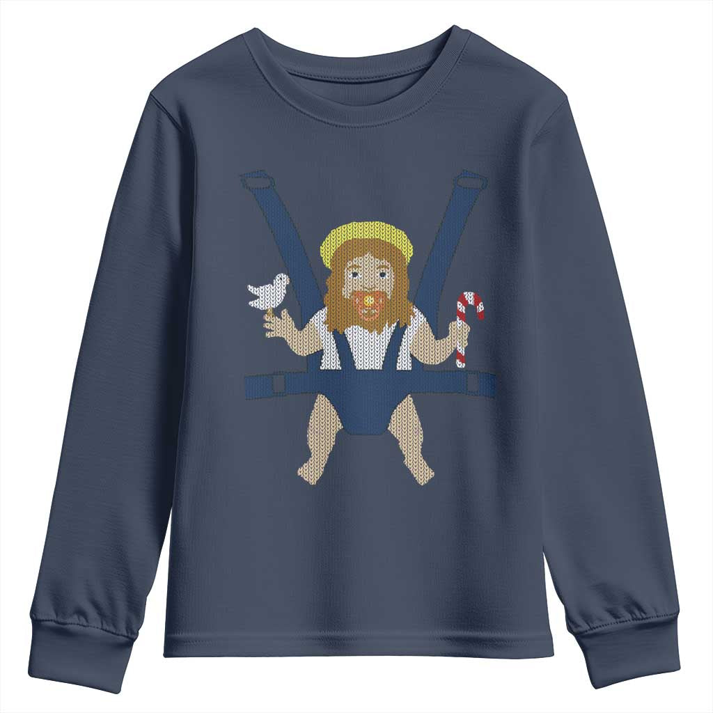 Funny Christmas Baby Jesus Youth Sweatshirt Xmas Christian Little Boy - Wonder Print Shop