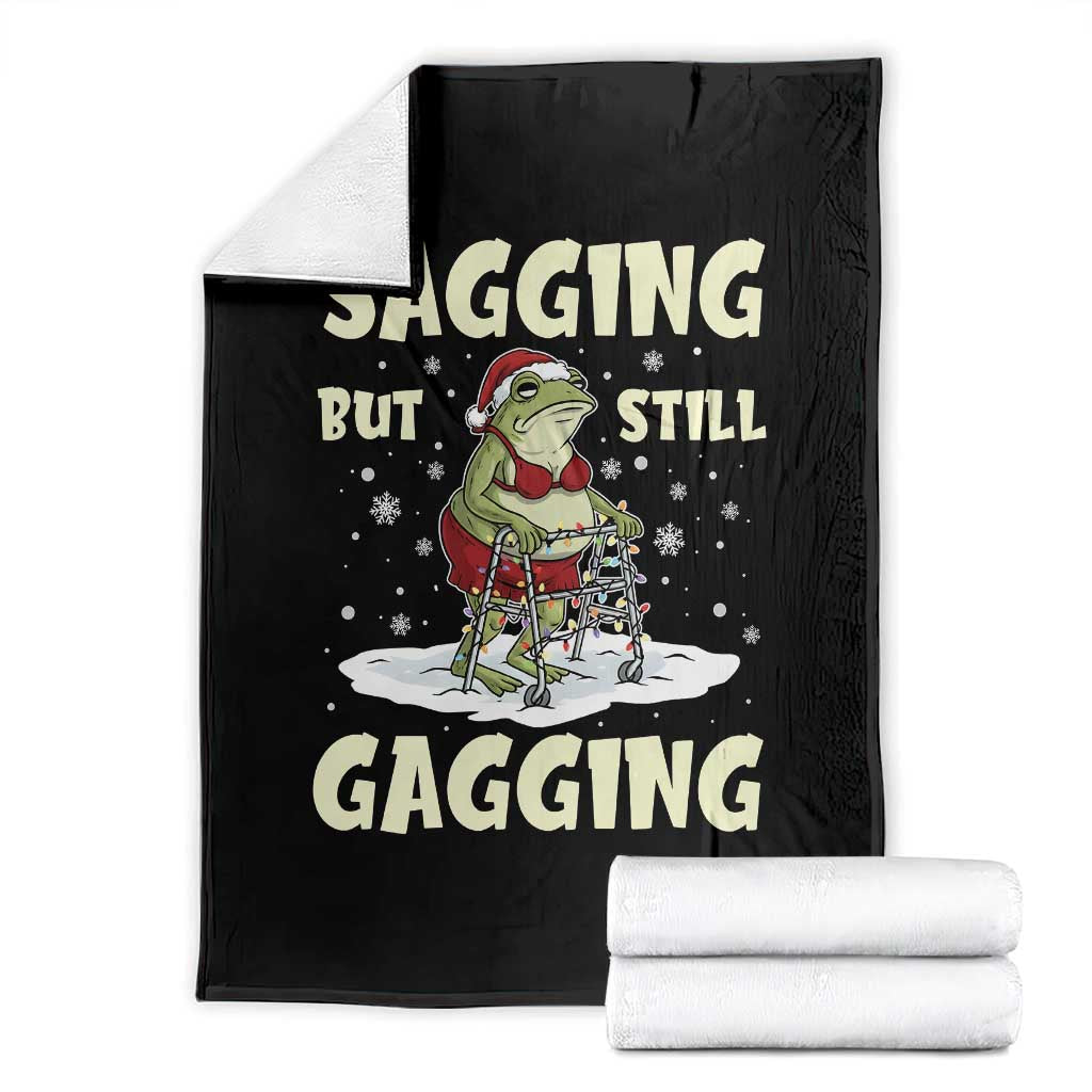 Funny Sagging But Still Gagging Christmas Frog Throw Blanket Funny Cringe Meme Gag Humor - Wonder Print Shop