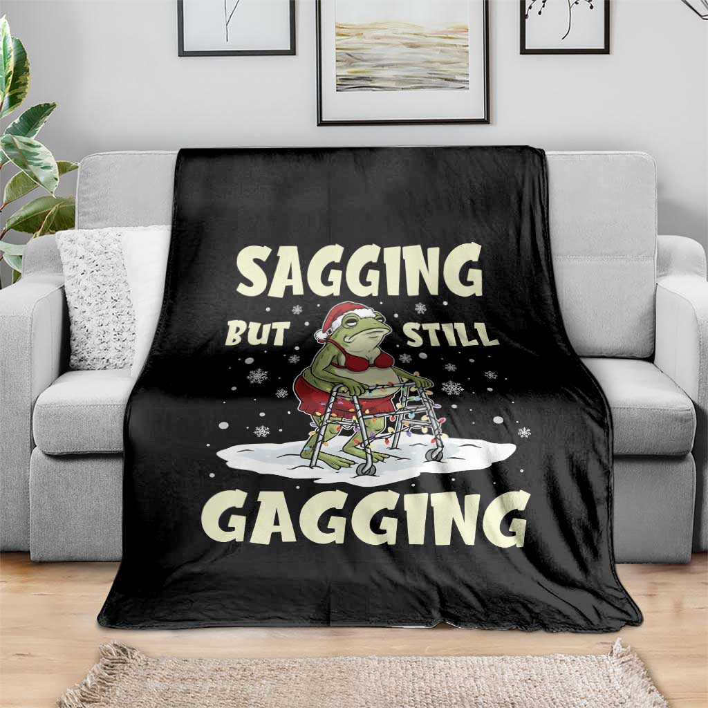Funny Sagging But Still Gagging Christmas Frog Throw Blanket Funny Cringe Meme Gag Humor - Wonder Print Shop