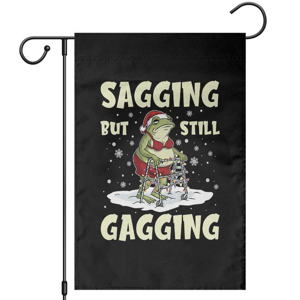 Funny Sagging But Still Gagging Christmas Frog Garden Flag Funny Cringe Meme Gag Humor - Wonder Print Shop