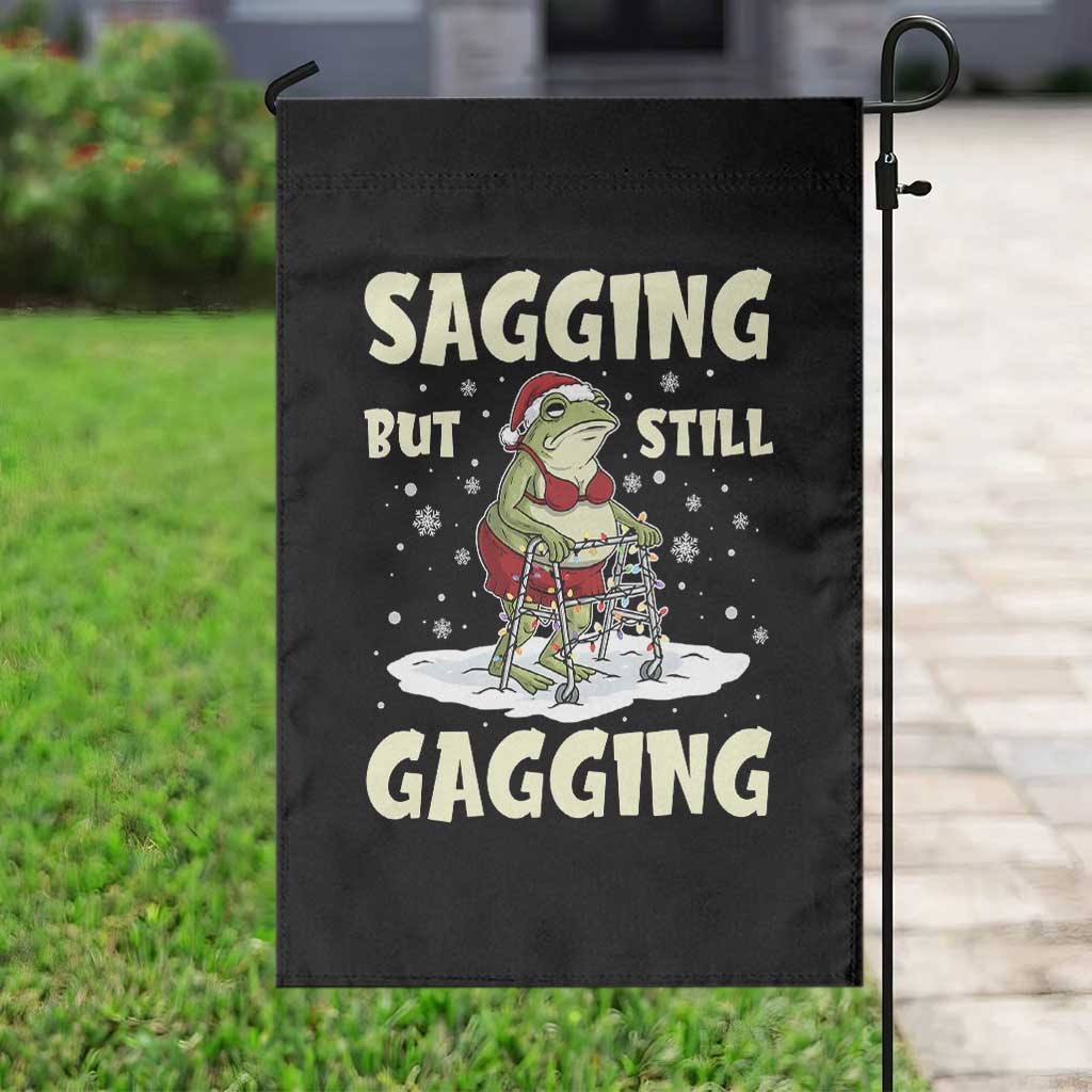 Funny Sagging But Still Gagging Christmas Frog Garden Flag Funny Cringe Meme Gag Humor - Wonder Print Shop