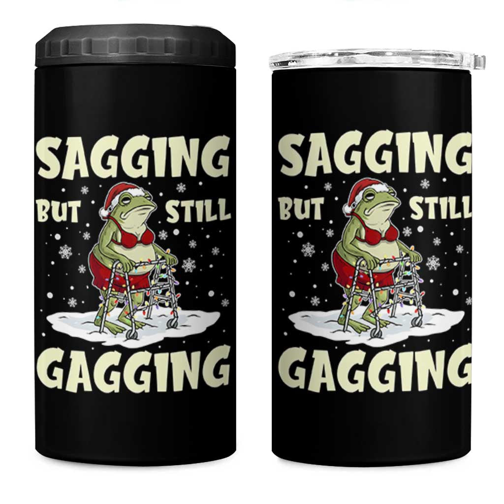 Funny Sagging But Still Gagging Christmas Frog 4 in 1 Can Cooler Tumbler Funny Cringe Meme Gag Humor - Wonder Print Shop