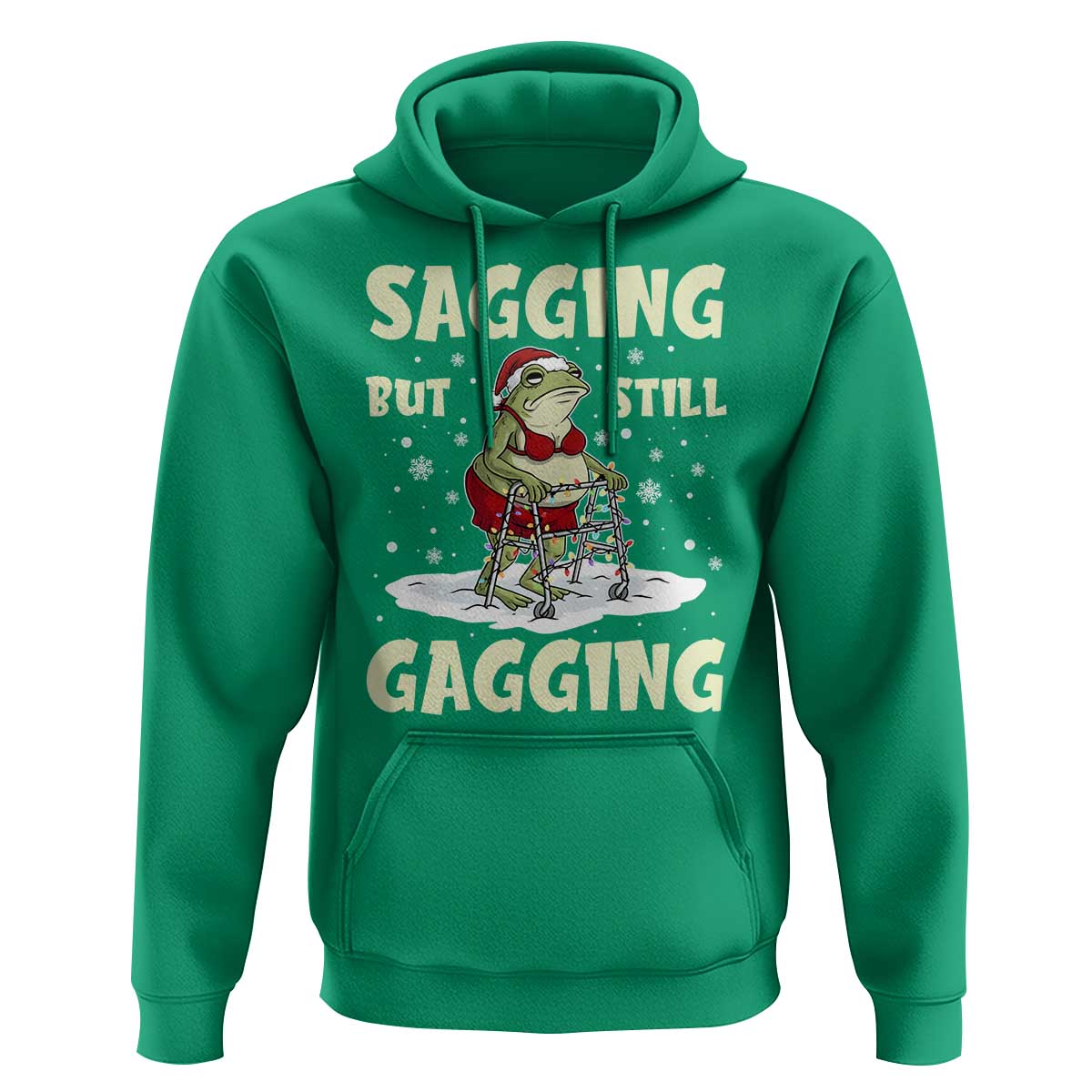 Funny Sagging But Still Gagging Christmas Frog Hoodie Funny Cringe Meme Gag Humor - Wonder Print Shop