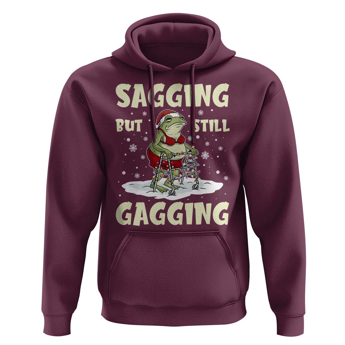 Funny Sagging But Still Gagging Christmas Frog Hoodie Funny Cringe Meme Gag Humor - Wonder Print Shop