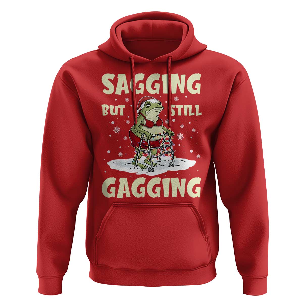 Funny Sagging But Still Gagging Christmas Frog Hoodie Funny Cringe Meme Gag Humor - Wonder Print Shop