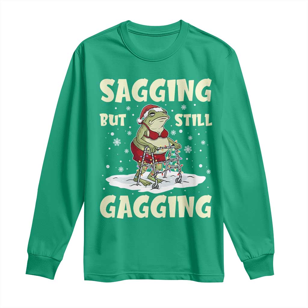 Funny Sagging But Still Gagging Christmas Frog Long Sleeve Shirt Funny Cringe Meme Gag Humor - Wonder Print Shop