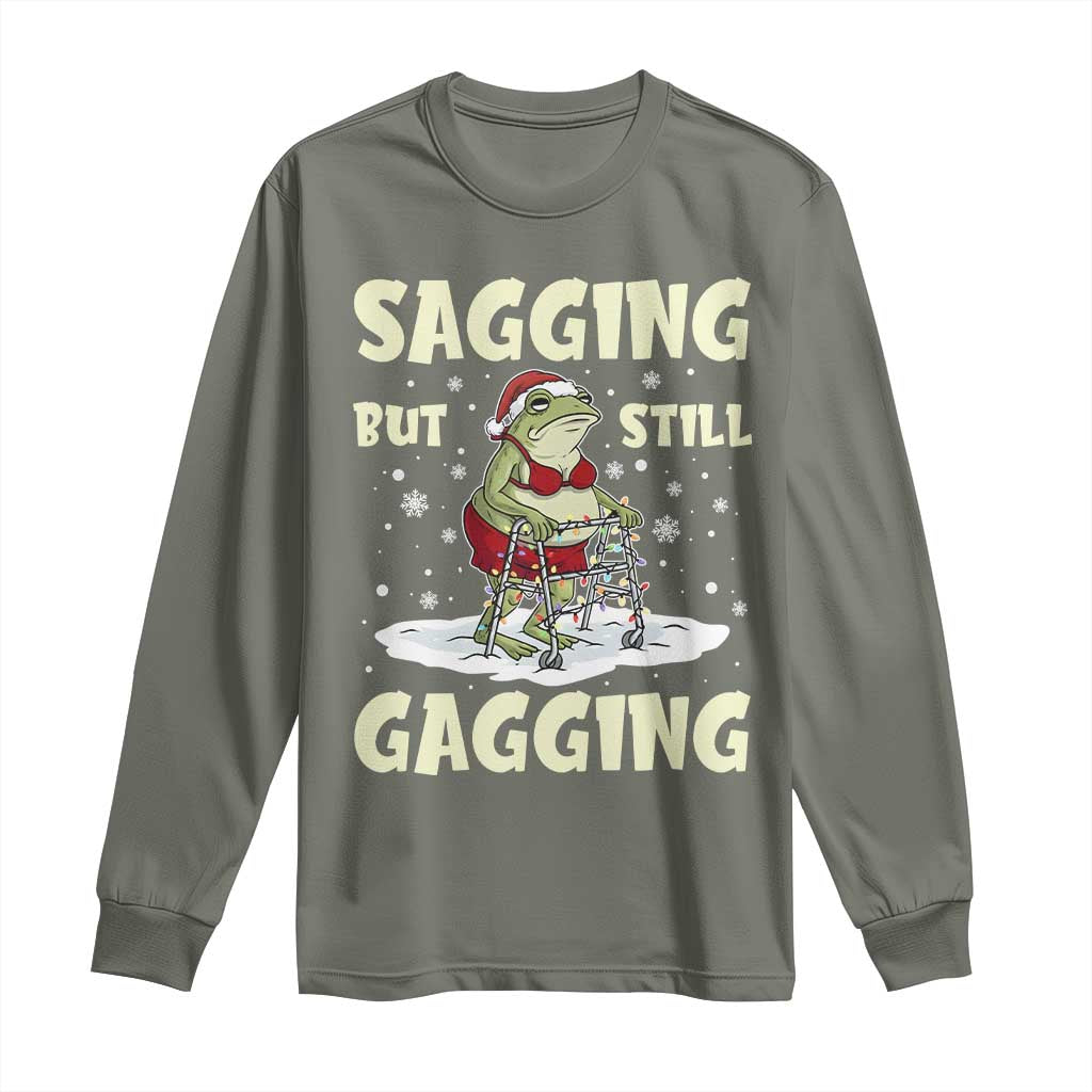 Funny Sagging But Still Gagging Christmas Frog Long Sleeve Shirt Funny Cringe Meme Gag Humor - Wonder Print Shop