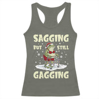 Funny Sagging But Still Gagging Christmas Frog Racerback Tank Top Funny Cringe Meme Gag Humor - Wonder Print Shop