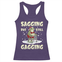 Funny Sagging But Still Gagging Christmas Frog Racerback Tank Top Funny Cringe Meme Gag Humor - Wonder Print Shop