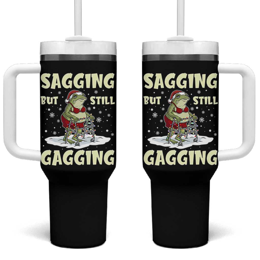 Funny Sagging But Still Gagging Christmas Frog Tumbler With Handle Funny Cringe Meme Gag Humor - Wonder Print Shop