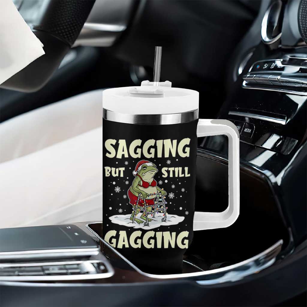 Funny Sagging But Still Gagging Christmas Frog Tumbler With Handle Funny Cringe Meme Gag Humor - Wonder Print Shop