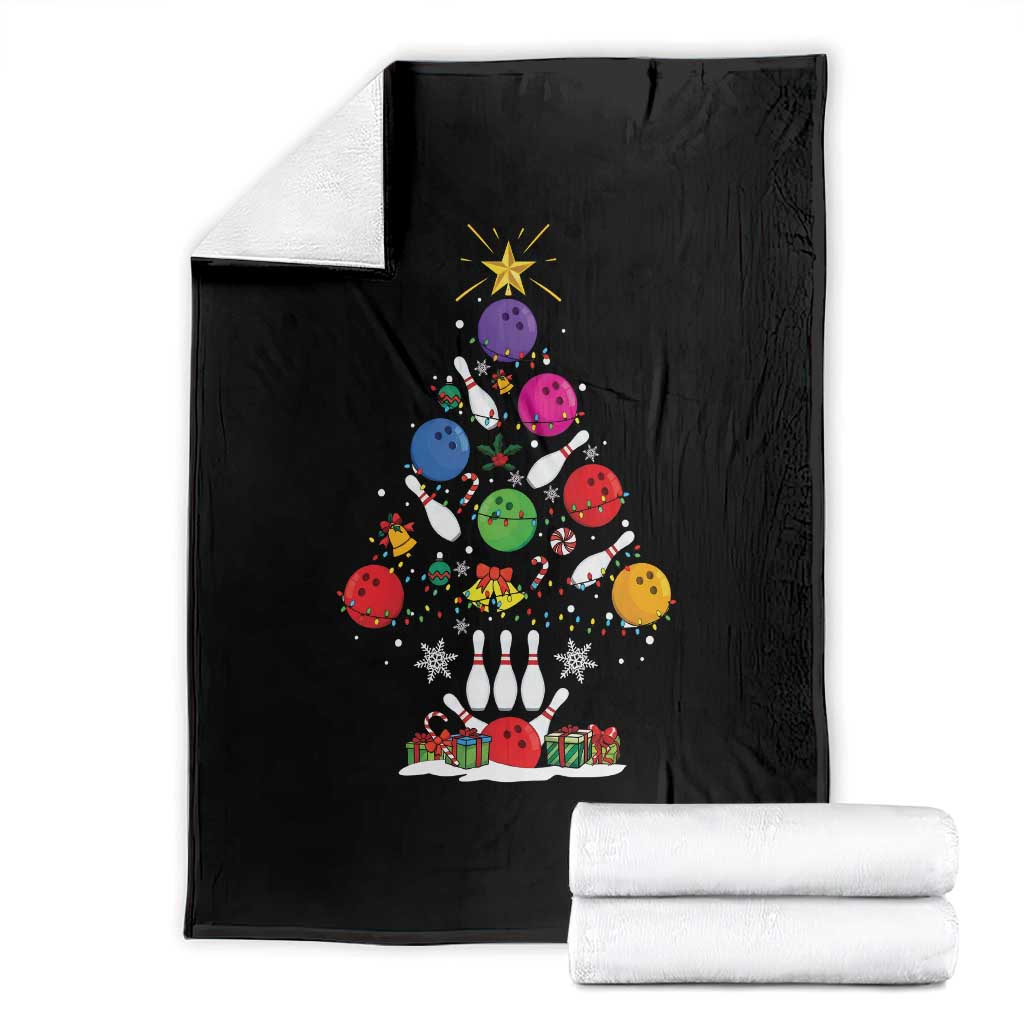 Funny Bowling Christmas Tree Lights Xmas Bowler Throw Blanket - Wonder Print Shop