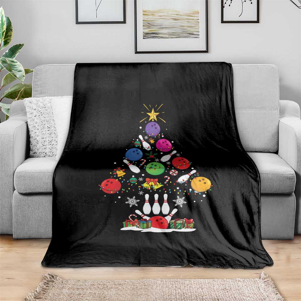 Funny Bowling Christmas Tree Lights Xmas Bowler Throw Blanket - Wonder Print Shop