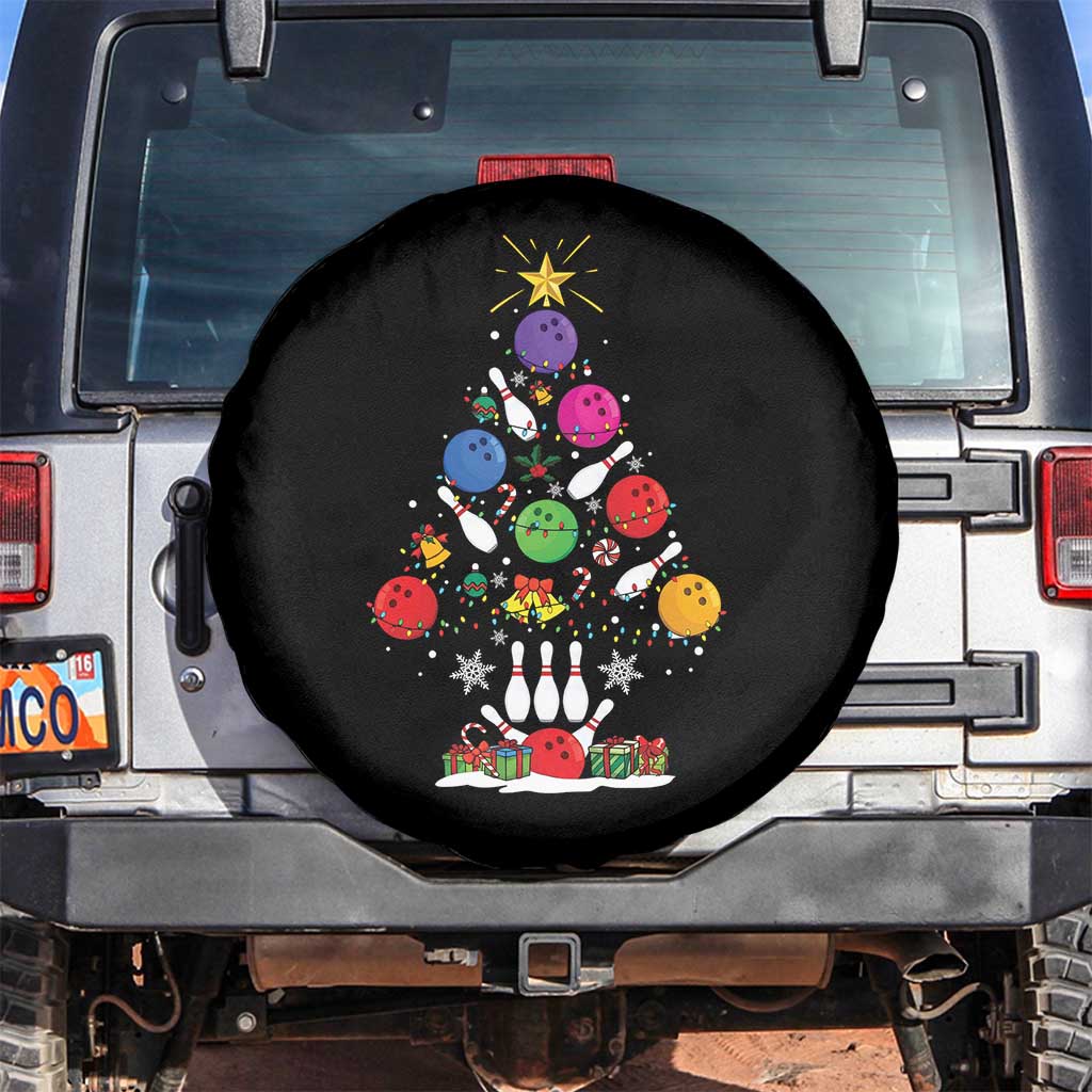 Funny Bowling Christmas Tree Lights Xmas Bowler Spare Tire Cover - Wonder Print Shop