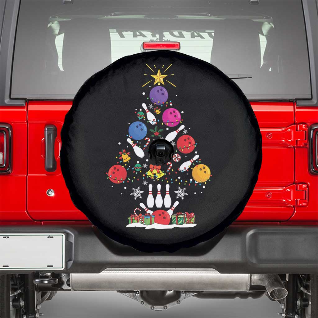 Funny Bowling Christmas Tree Lights Xmas Bowler Spare Tire Cover - Wonder Print Shop