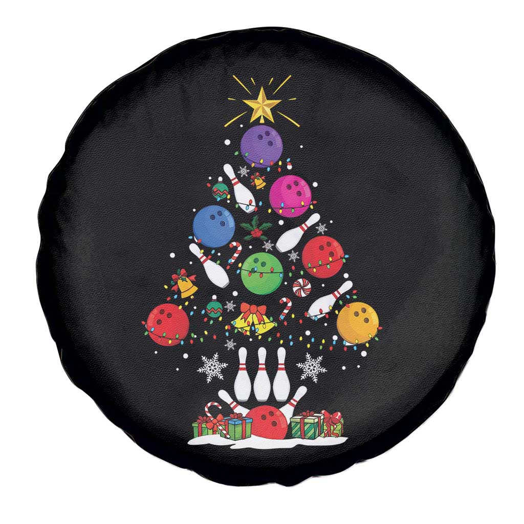 Funny Bowling Christmas Tree Lights Xmas Bowler Spare Tire Cover - Wonder Print Shop