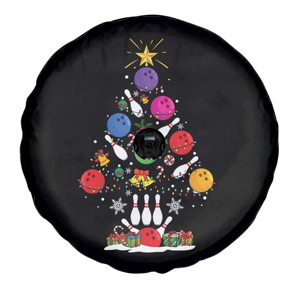 Funny Bowling Christmas Tree Lights Xmas Bowler Spare Tire Cover - Wonder Print Shop