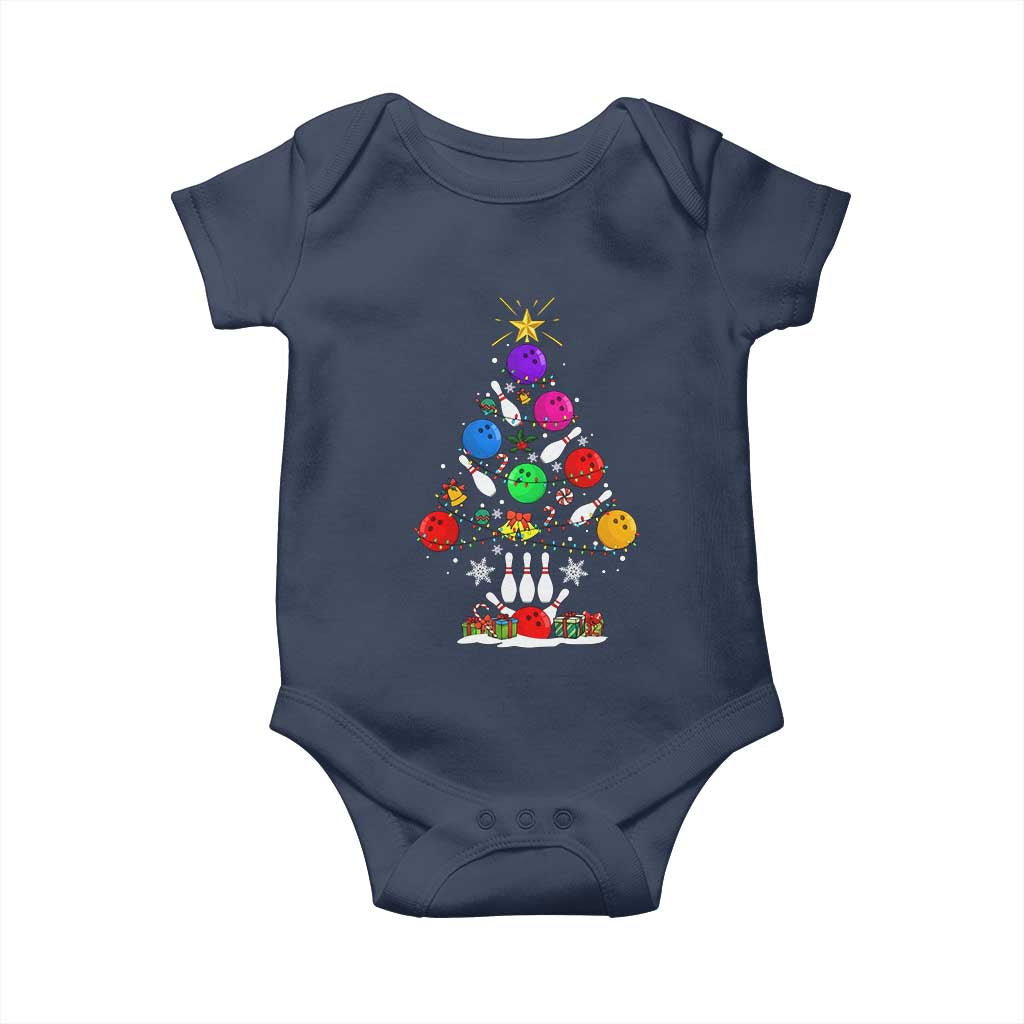Funny Bowling Christmas Tree Lights Xmas Bowler Baby Onesie - Wonder Print Shop