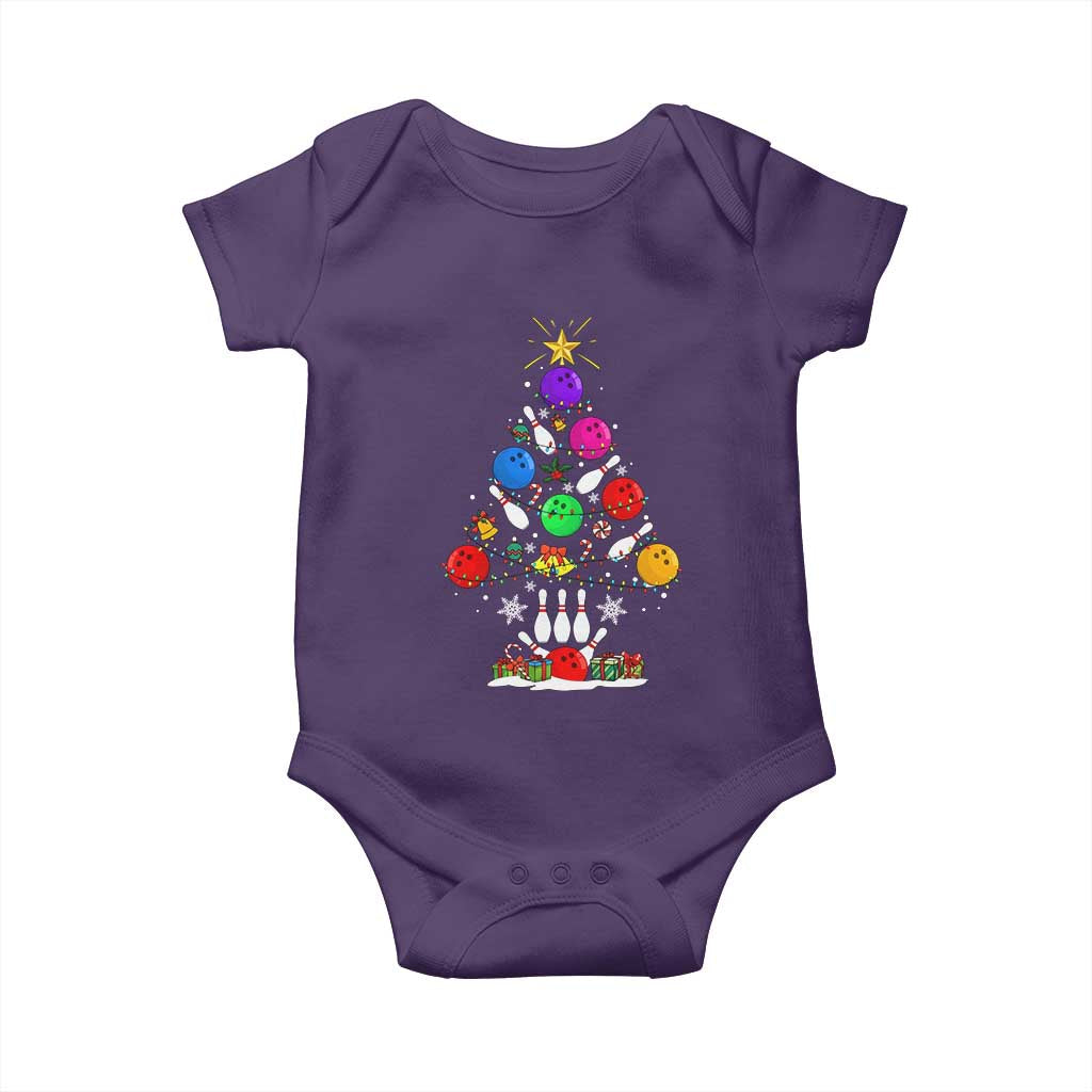 Funny Bowling Christmas Tree Lights Xmas Bowler Baby Onesie - Wonder Print Shop
