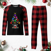 Funny Bowling Christmas Tree Lights Xmas Bowler Plaid Pajama Set - Wonder Print Shop