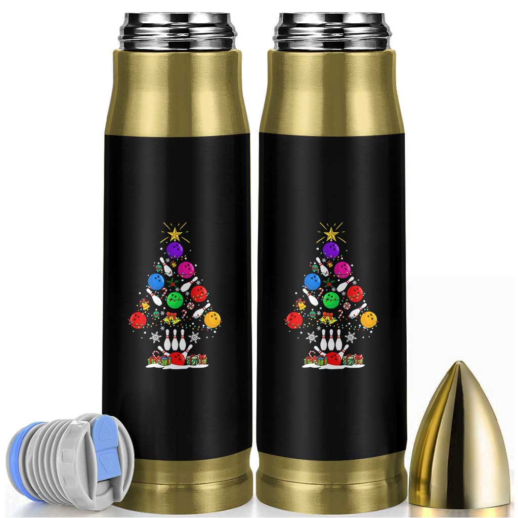 Funny Bowling Christmas Tree Lights Xmas Bowler Bullet Tumbler - Wonder Print Shop