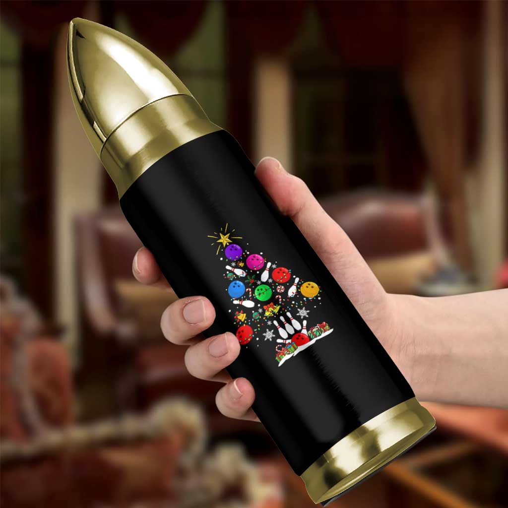 Funny Bowling Christmas Tree Lights Xmas Bowler Bullet Tumbler - Wonder Print Shop