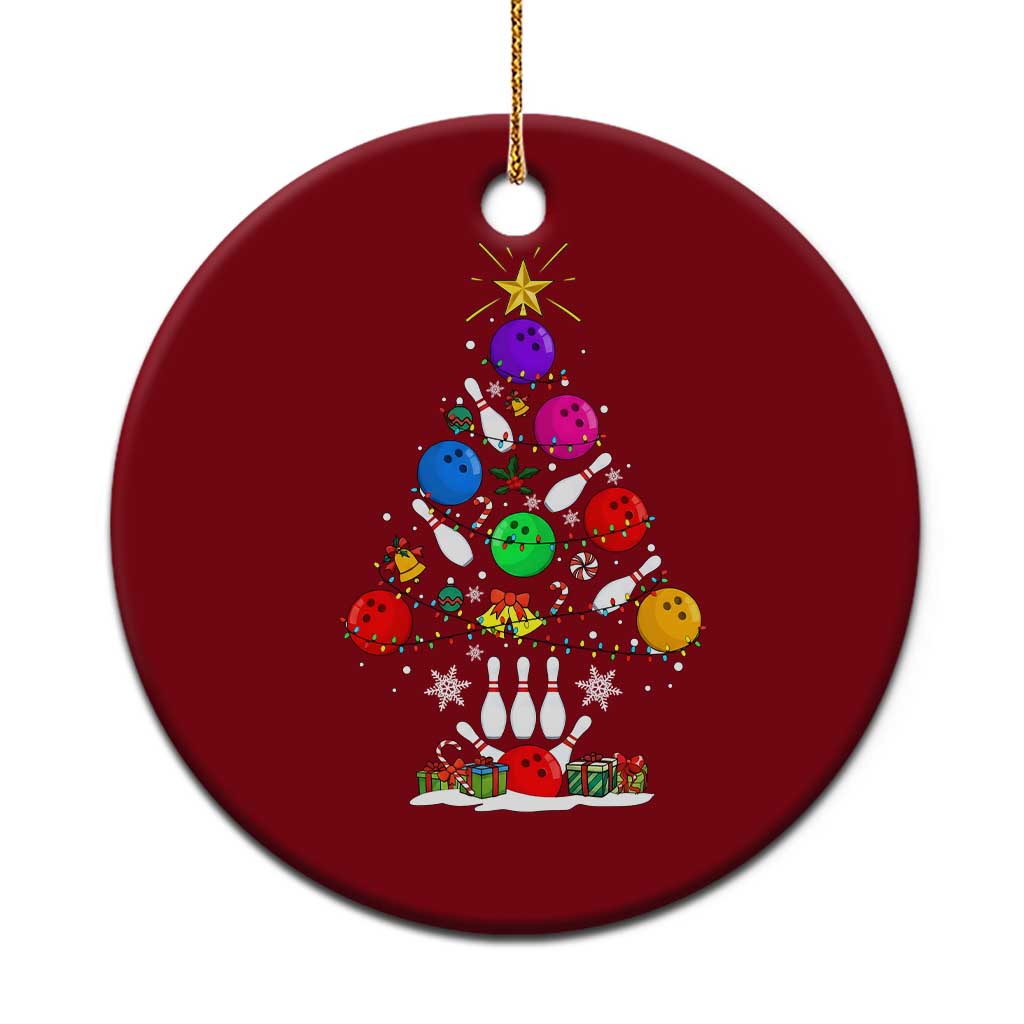 Funny Bowling Christmas Tree Lights Xmas Bowler Ceramic Ornament - Wonder Print Shop