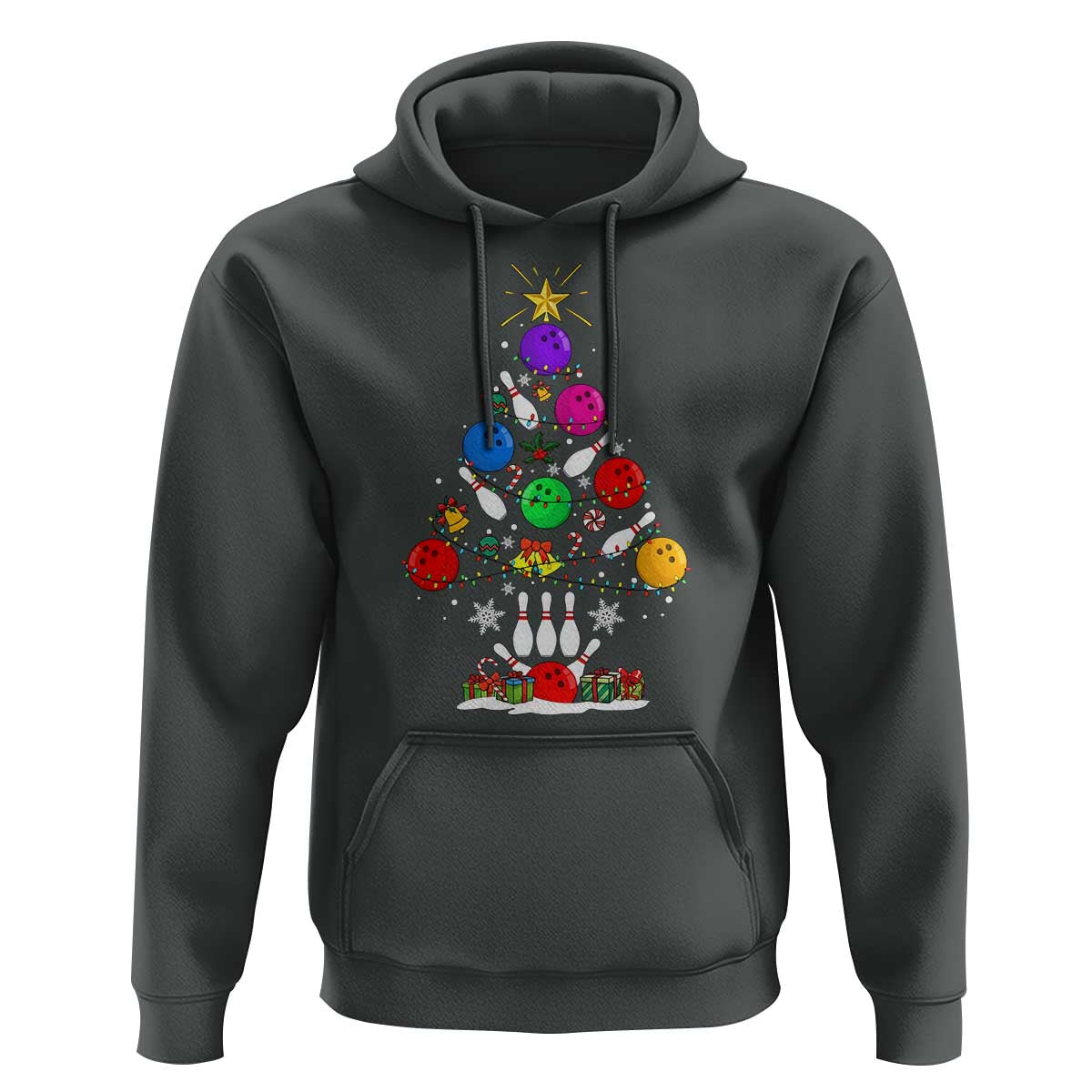 Funny Bowling Christmas Tree Lights Xmas Bowler Hoodie - Wonder Print Shop