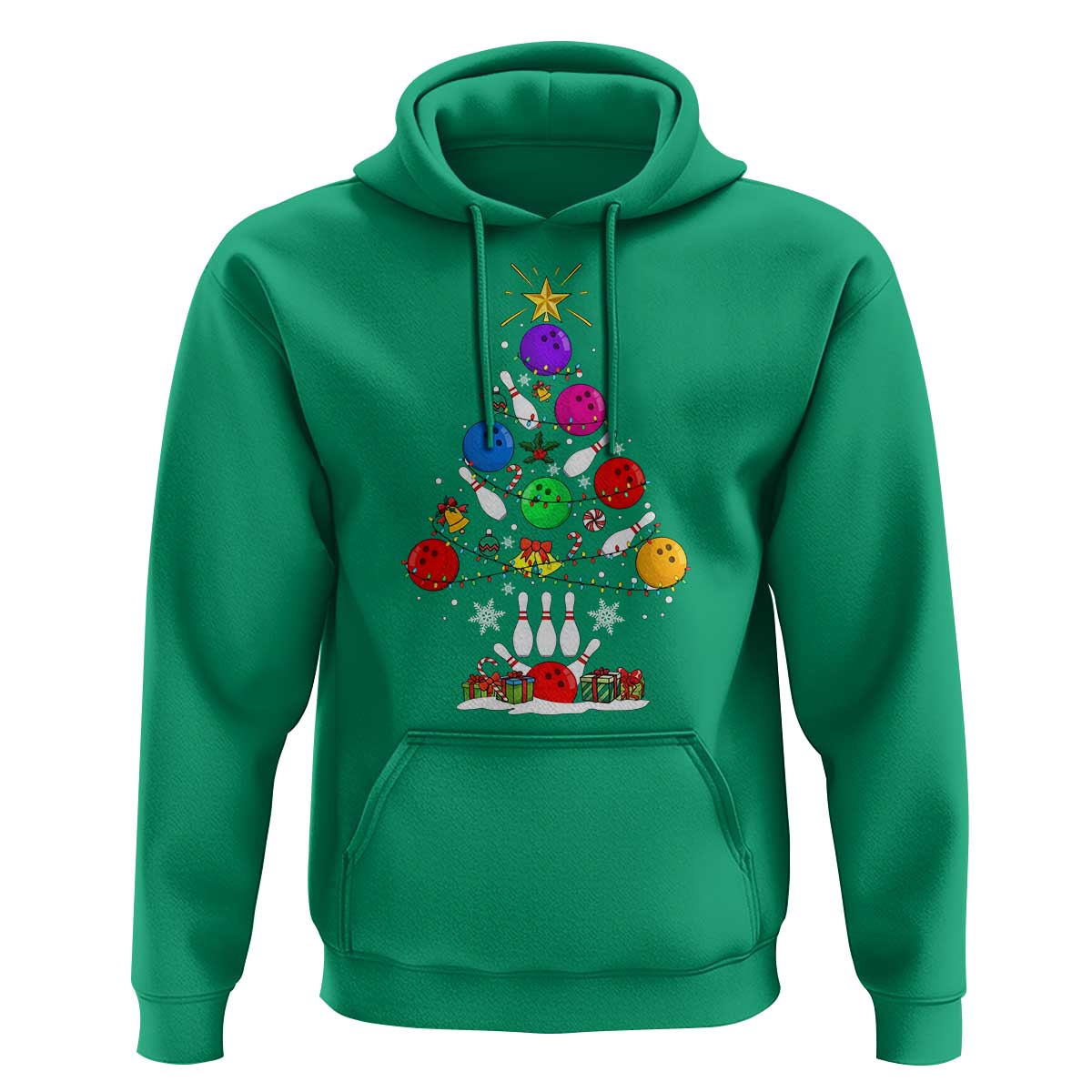 Funny Bowling Christmas Tree Lights Xmas Bowler Hoodie - Wonder Print Shop