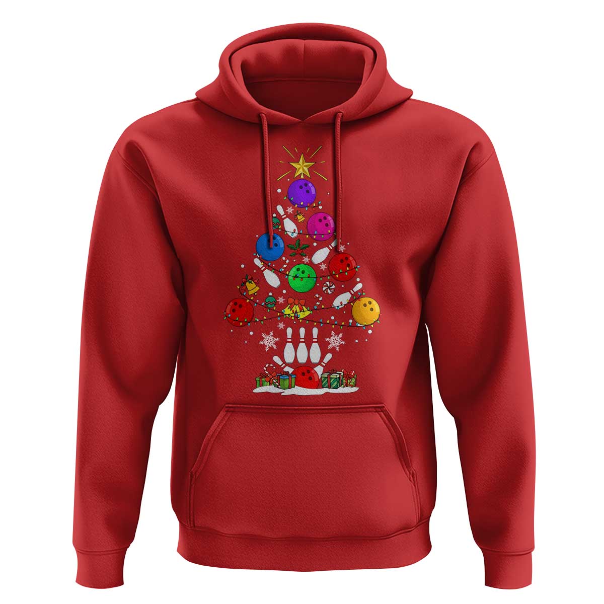 Funny Bowling Christmas Tree Lights Xmas Bowler Hoodie - Wonder Print Shop