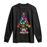 Funny Bowling Christmas Tree Lights Xmas Bowler Long Sleeve Shirt - Wonder Print Shop