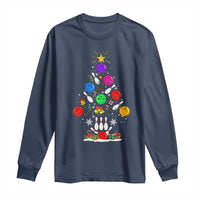 Funny Bowling Christmas Tree Lights Xmas Bowler Long Sleeve Shirt - Wonder Print Shop