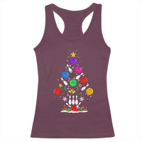 Funny Bowling Christmas Tree Lights Xmas Bowler Racerback Tank Top - Wonder Print Shop
