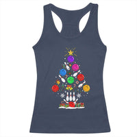 Funny Bowling Christmas Tree Lights Xmas Bowler Racerback Tank Top - Wonder Print Shop