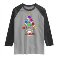 Funny Bowling Christmas Tree Lights Xmas Bowler Raglan Shirt - Wonder Print Shop