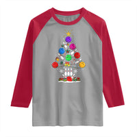 Funny Bowling Christmas Tree Lights Xmas Bowler Raglan Shirt - Wonder Print Shop