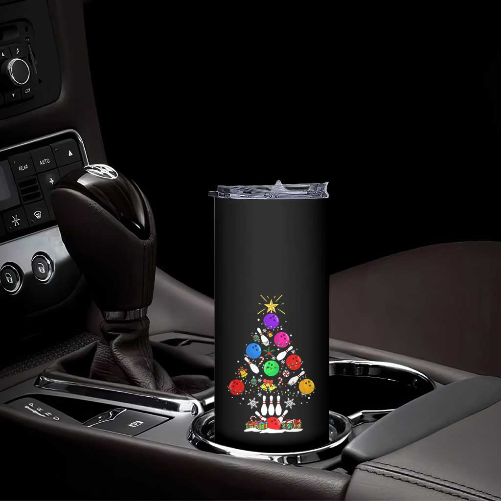 Funny Bowling Christmas Tree Lights Xmas Bowler Skinny Tumbler - Wonder Print Shop